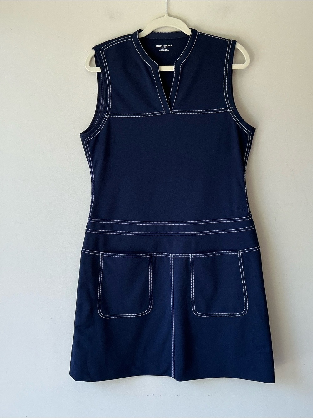 Tory Sport Piqué Contrast Stitch Dress in Tory Navy Size XL - Picture 3 of 7